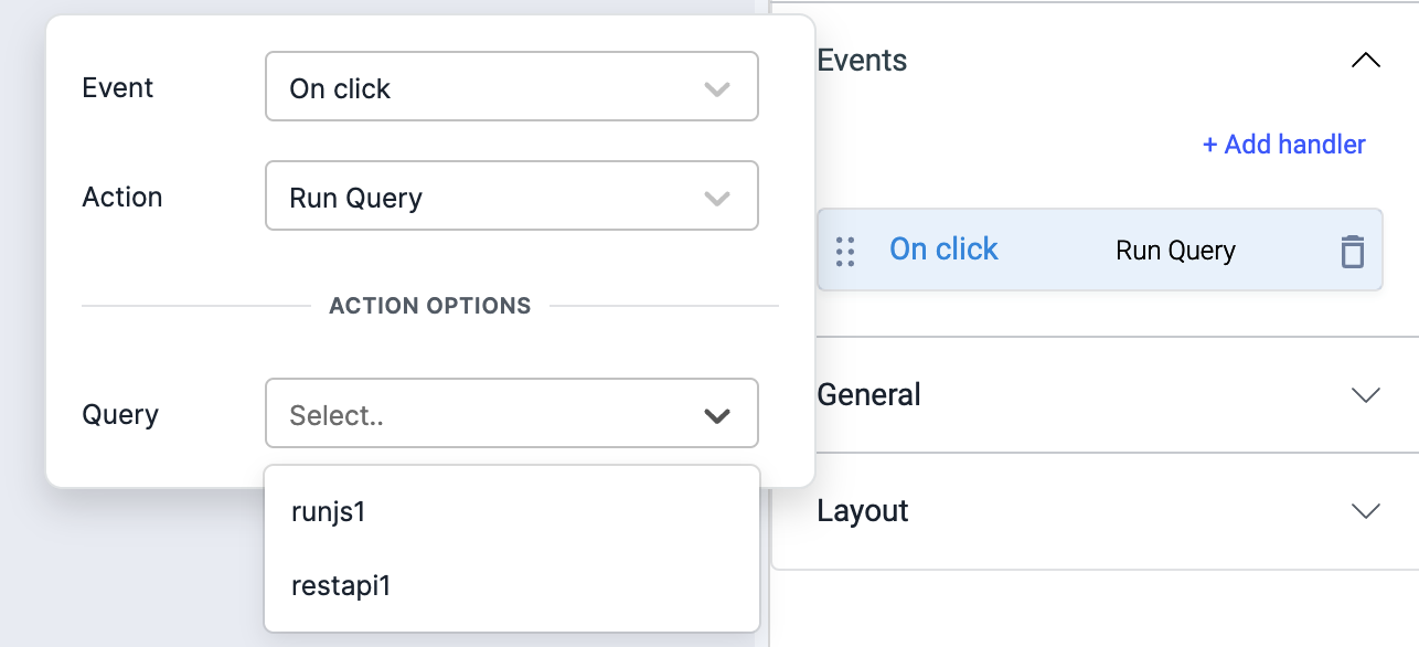 ToolJet - Action reference -  Run Query