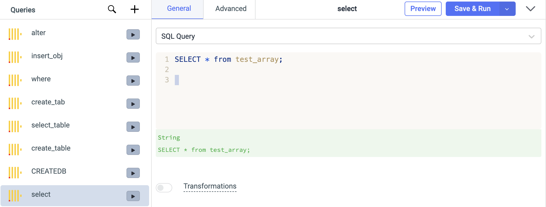 ClickHouse SQL Statement operation