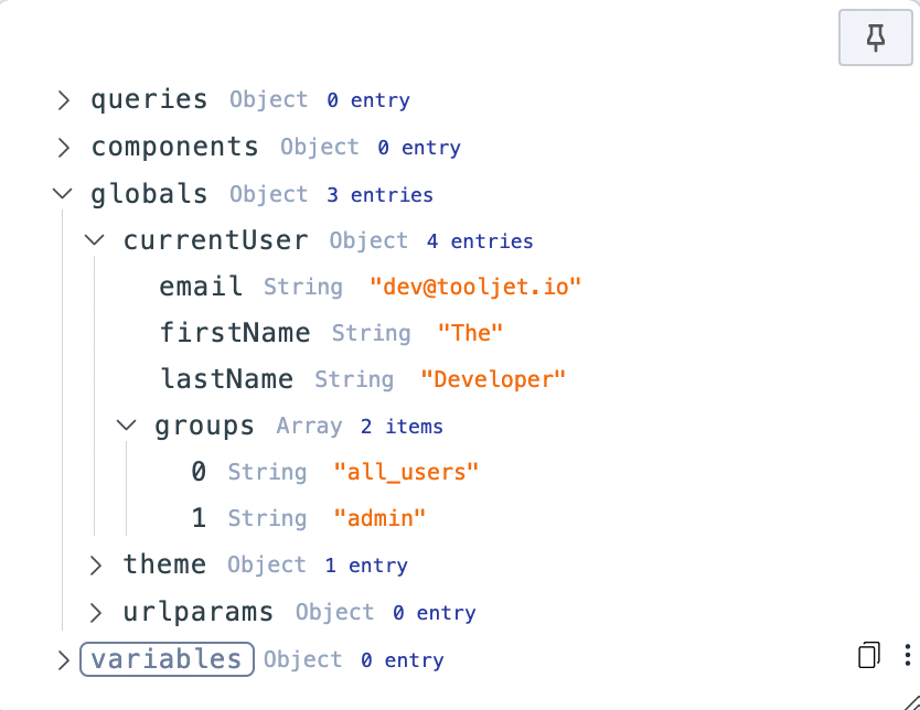 Properties of current user