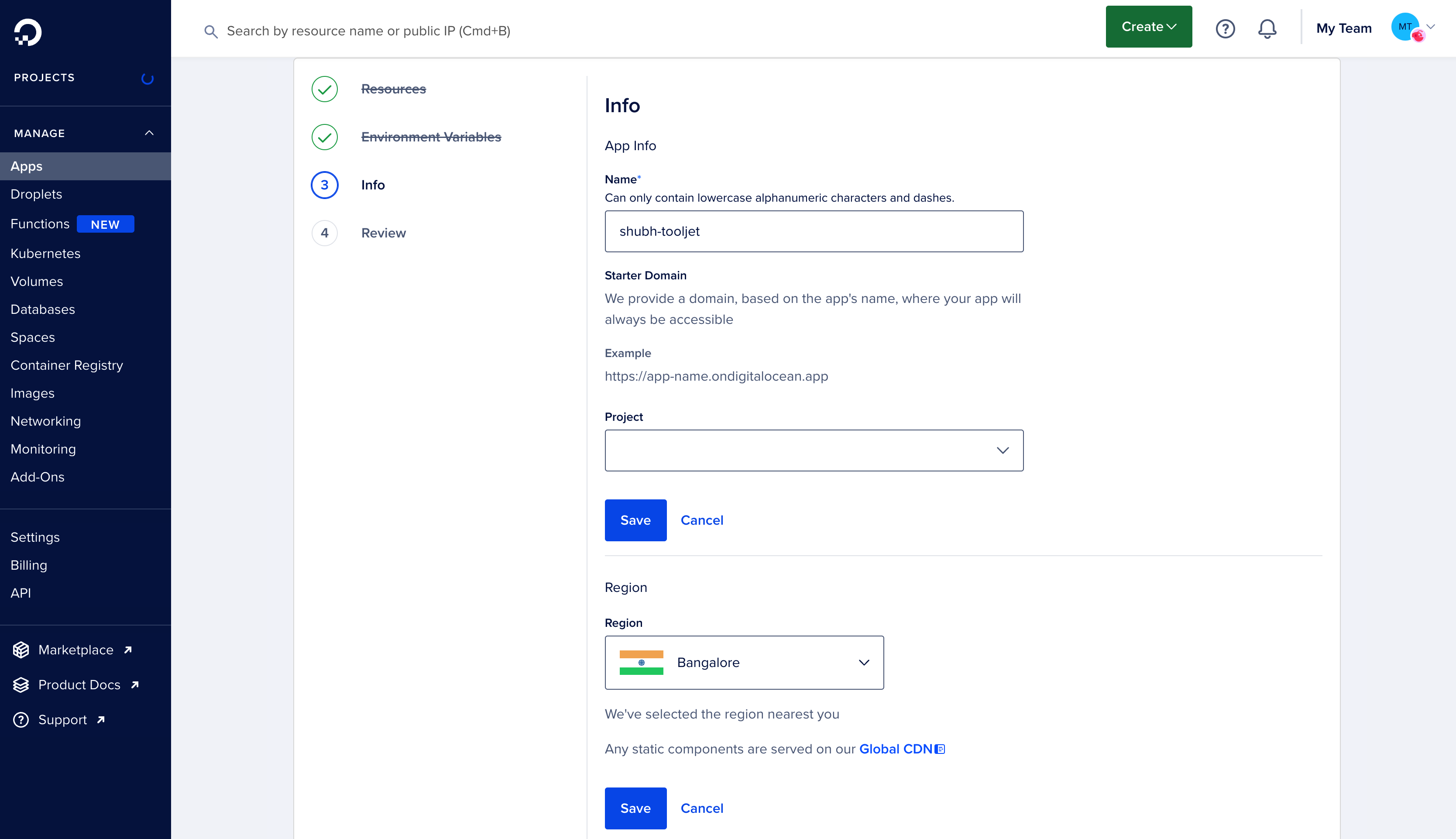 ToolJet - Deploy on DigitalOcean - App name