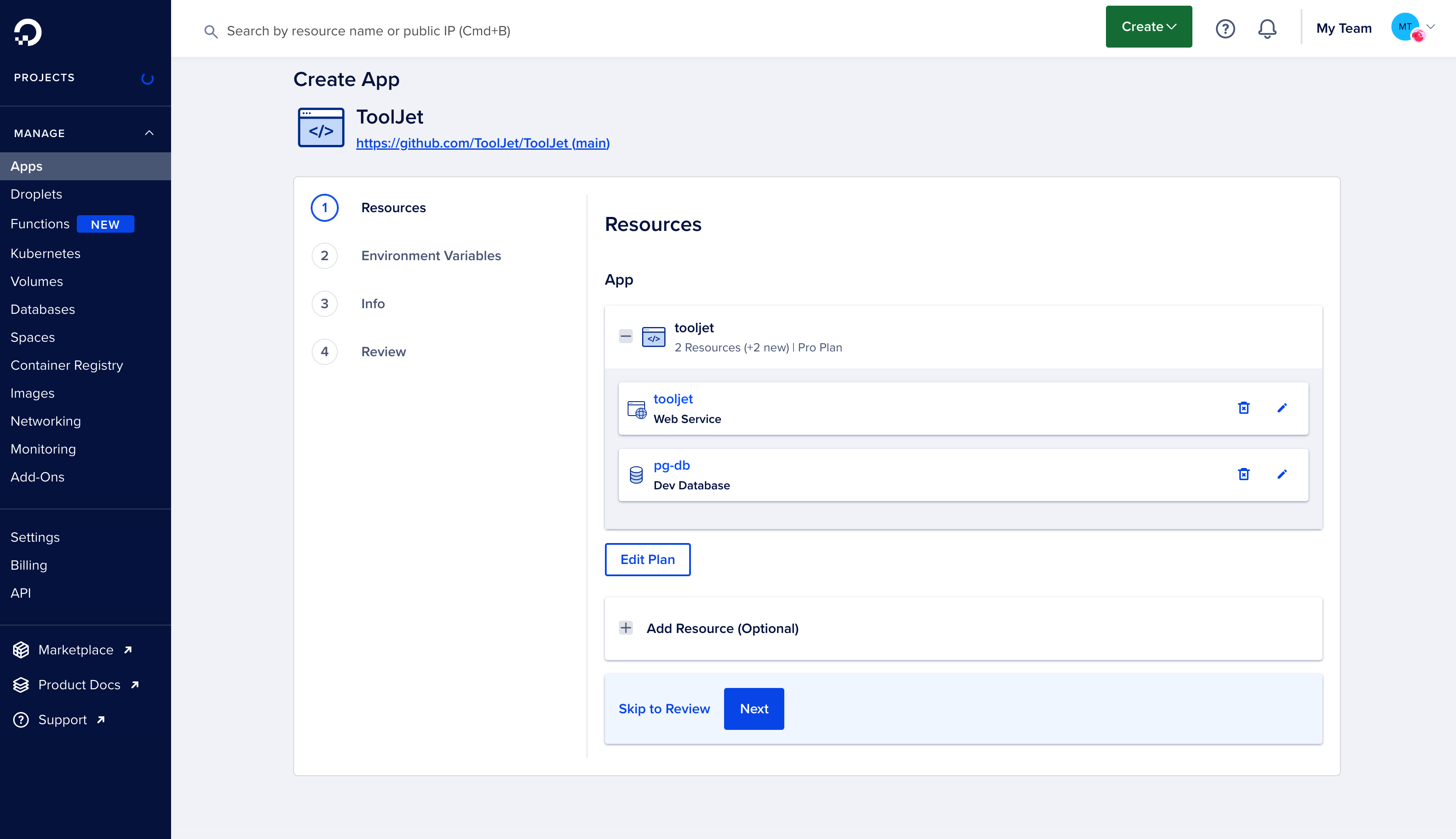 ToolJet - Deploy on DigitalOcean - Resources