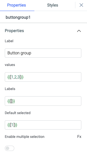 Button group properties