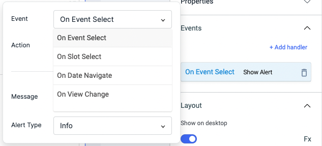 ToolJet - Widget Reference - Calendar