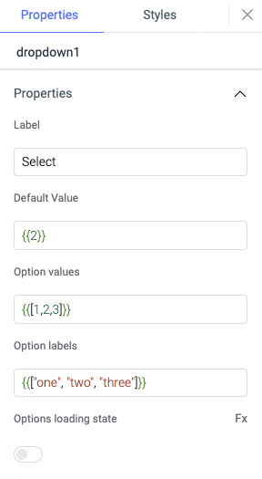 ToolJet - Widget Reference - Dropdown