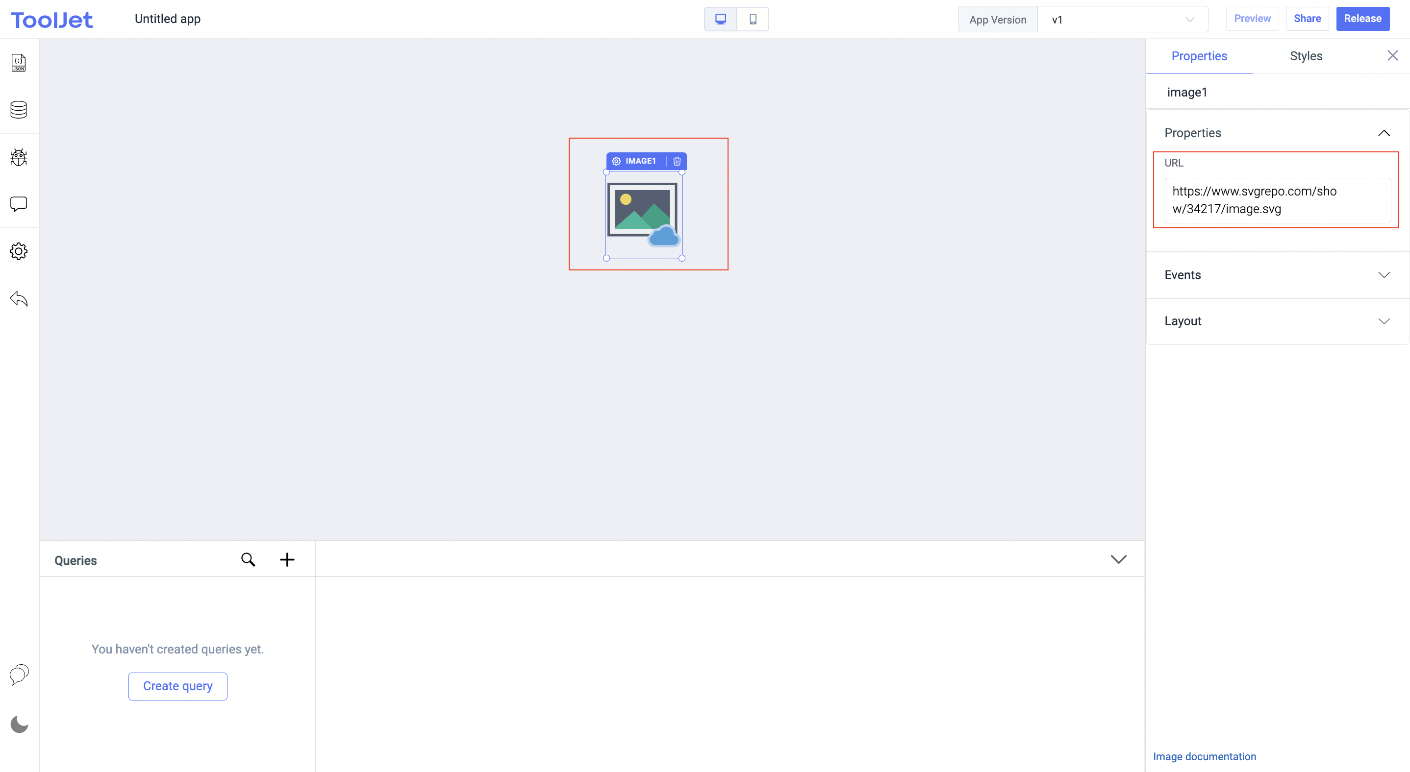 ToolJet - Widget Reference - Image