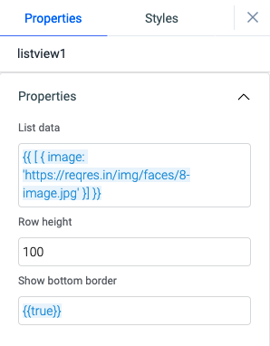 ToolJet - List view widget